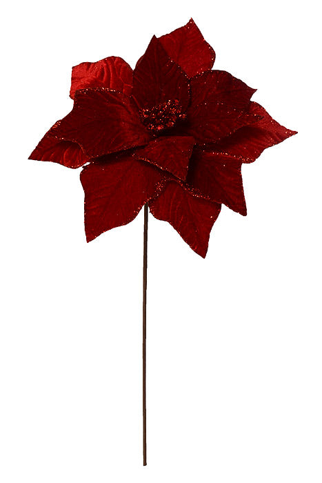 22" Rich Velvet Poinsettia Stem Red