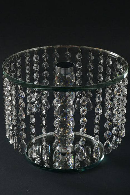 9.75" Round Glass Stand W/acrylic Beads Clear