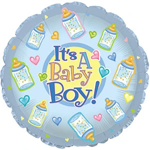 18" Foil Baby Boy Bottles Blue Pkg/10
