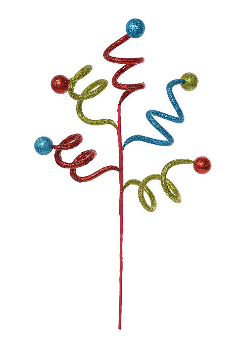 24" Glitter Curly Ball Spray Multi Color