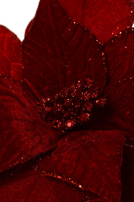 22" Rich Velvet Poinsettia Stem Red