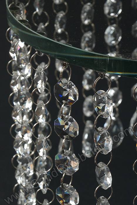 9.75" Round Glass Stand W/acrylic Beads Clear