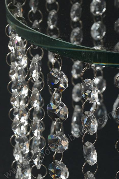 9.75" Round Glass Stand W/acrylic Beads Clear