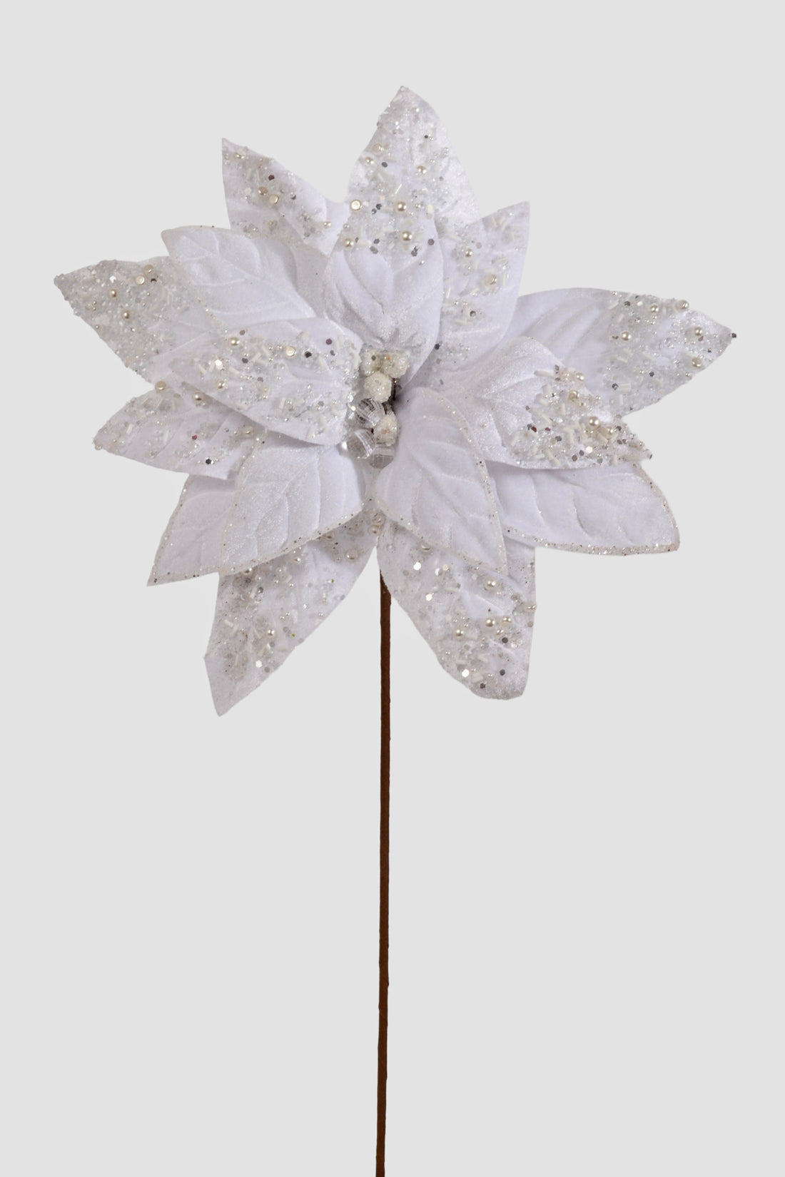 25" X 12" Poinsettia Stem White