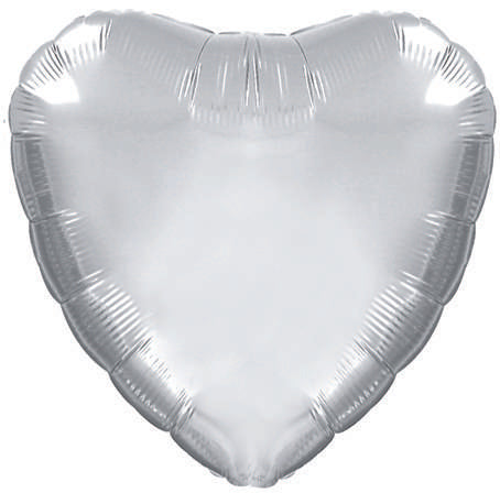 18" Heart Foil Balloon Platinum Silver Pkg/10