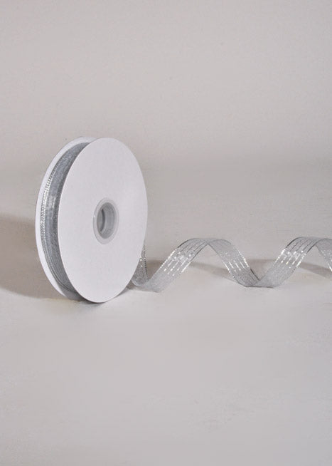 5/8" X 50Yds Metallic Pinstripe Sheer Ribbon Silver