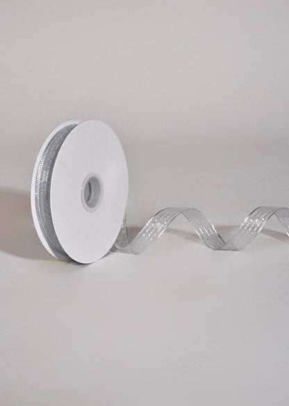 5/8" X 50Yds Metallic Pinstripe Sheer Ribbon Silver