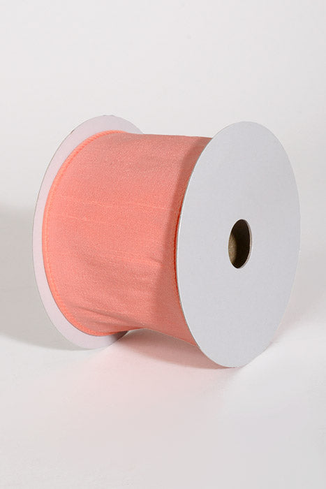 2.5" X 10Yds Wired Faux Dupion Ribbon Coral