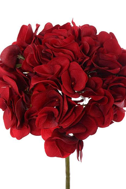 18.5" Velvet Hydrangea Spray Red
