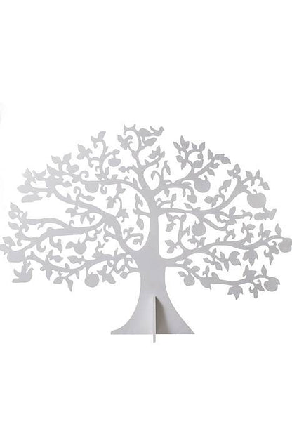 19.5"h Carved Wooden Tree Deco White