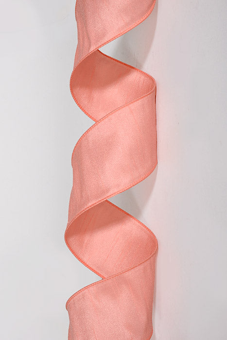 2.5" X 10Yds Wired Faux Dupion Ribbon Coral