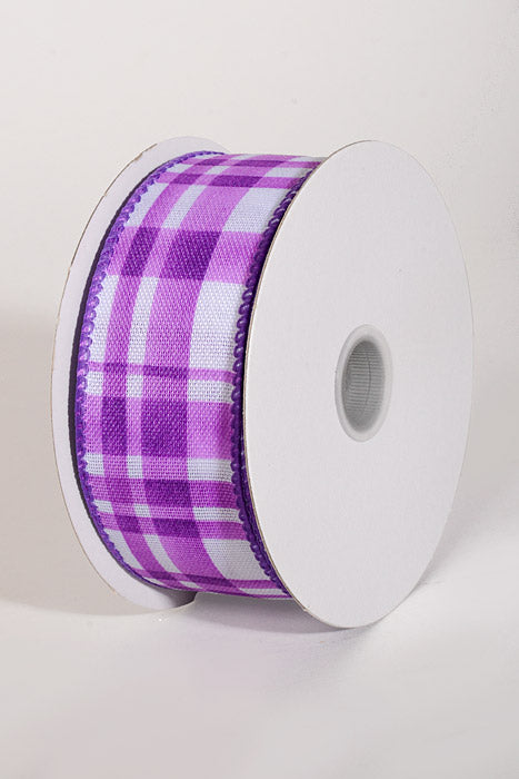 1.5" x 10Yds Wired Watercolor Tuttola Ribbon Plaid Purple