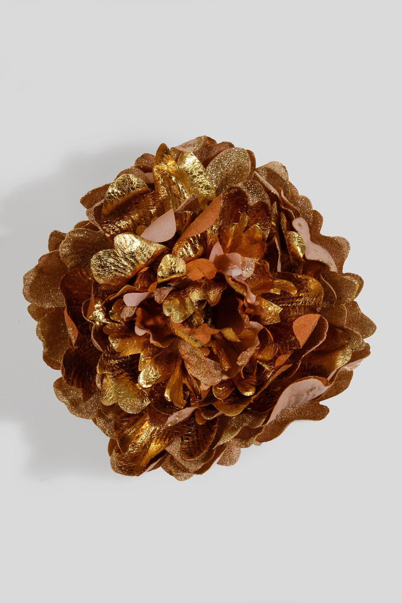 8" Metallic Shimmer Peony With Clip Gold