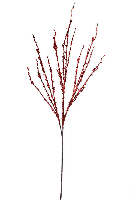 35" Sequin Glitter Ice Twig Spray Red