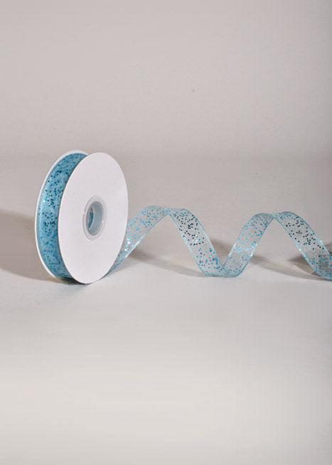 5/8" X 25Yds Wired Sparkle Sheer Ribbon Light Blue