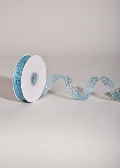 5/8" X 25Yds Wired Sparkle Sheer Ribbon Light Blue