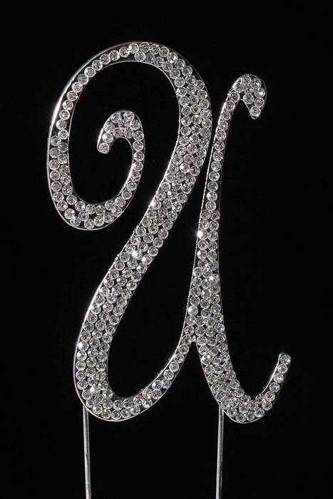 4.75" Rhinestone Letter "u" Cake Topper Silver