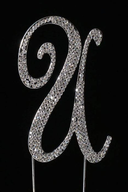 4.75" Rhinestone Letter "u" Cake Topper Silver