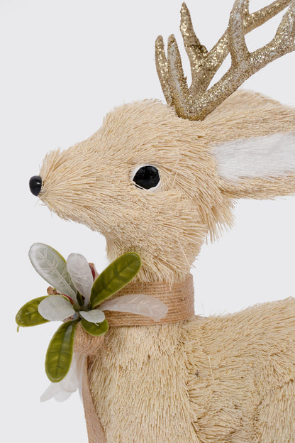 14" Straw Reindeer Cream