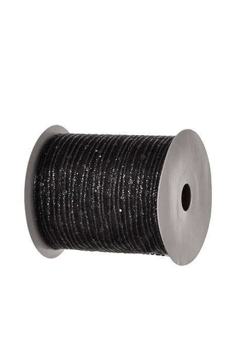 4" X 10Yds Wired Twinkling Ribbon Black/Black