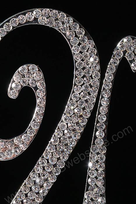 4.75" Rhinestone Letter "u" Cake Topper Silver