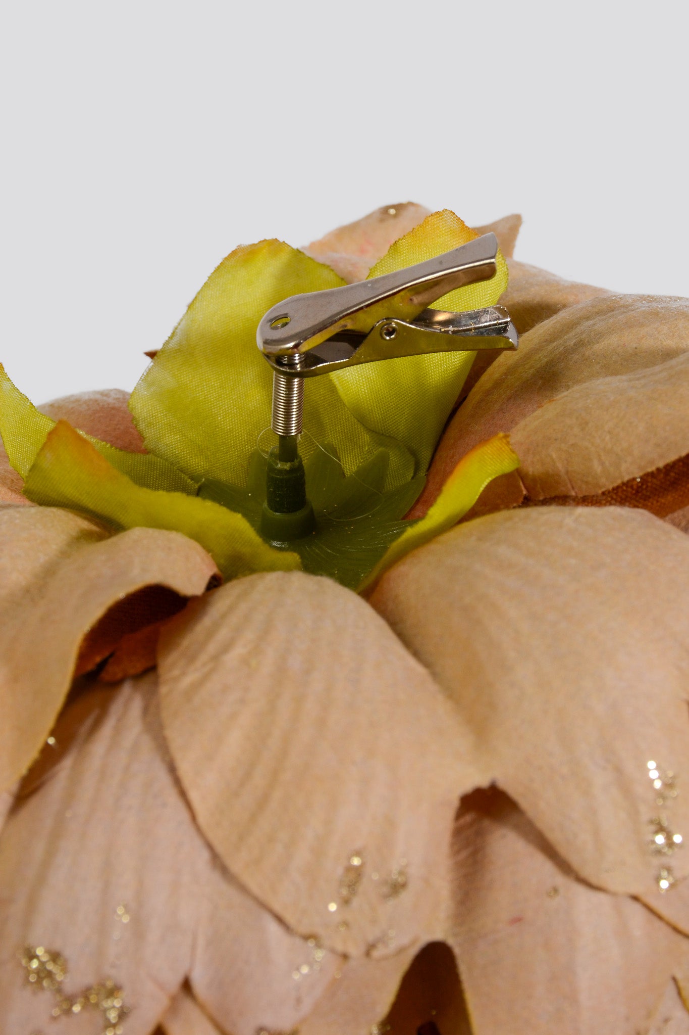 8" Metallic Shimmer Peony With Clip Gold