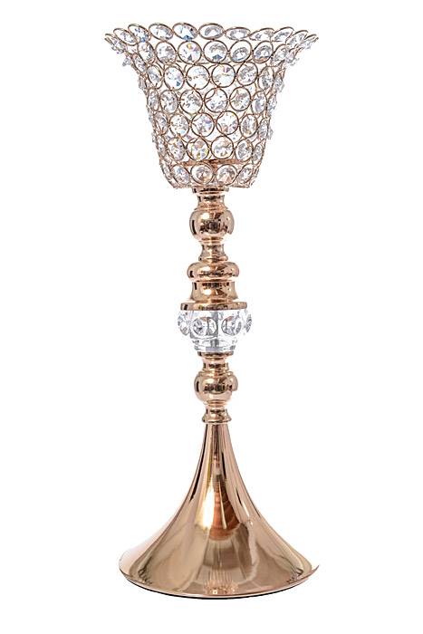 19.5" Candle Holder W/beads/crystal Gold