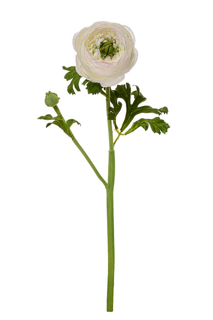 13" Silk Ranunculus Spray White/Burgundy