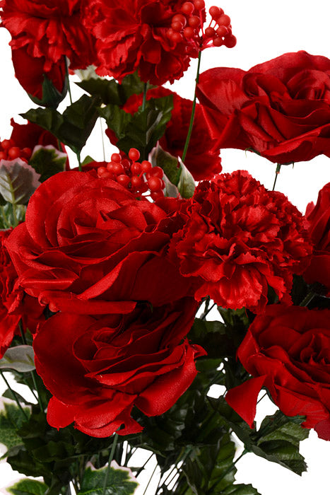 28" Rose Rose Bud Carnation Red