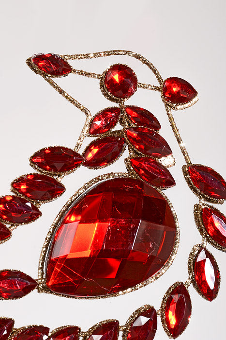 12" Glitter Wire Jeweled Cardinal Ornament Red/Gold