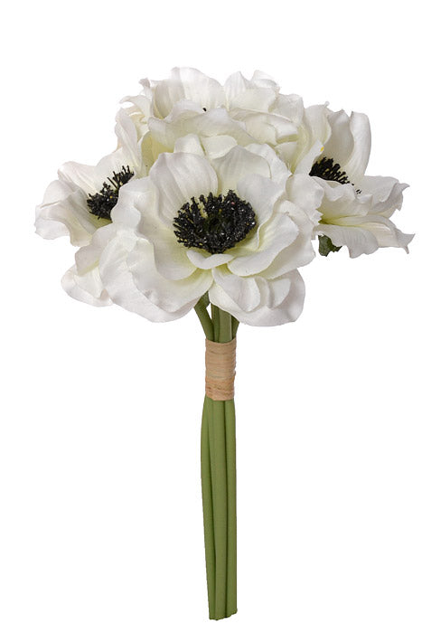 12" Silk Anemone Bundle White