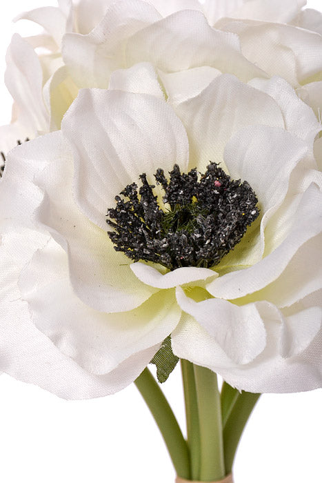 12" Silk Anemone Bundle White