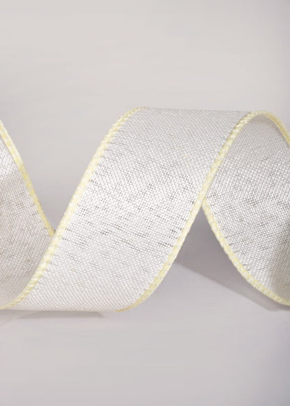 1.5" X 10Yds Wired Poly Linen Ribbon Ivory