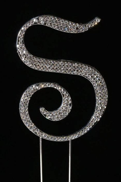 4.5" Rhinestone Letter "s" Cake Topper Silver
