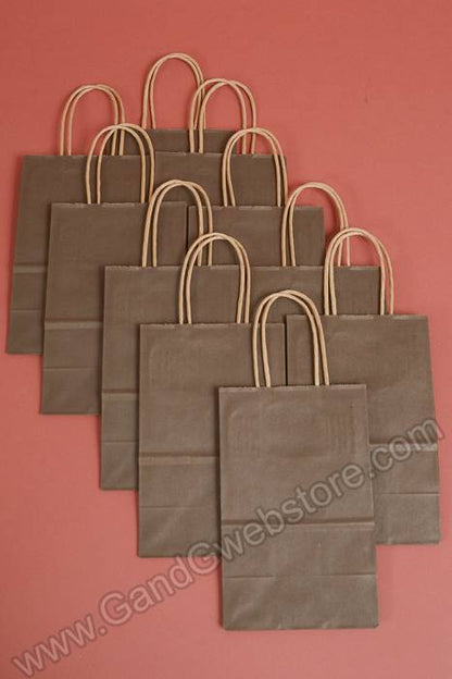 5.5" X 3.5" X 8.5" Rose Kraft Shopping Bag Chocolate Pkg/10