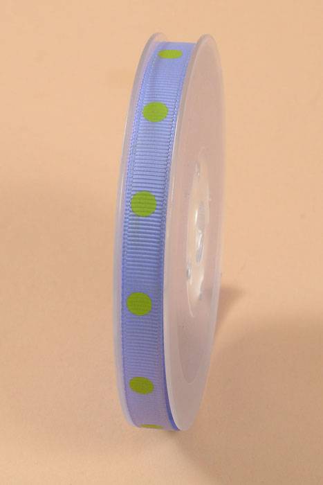 3/8" X 17yds Grosgrain Polka-dot Ribbon Iris/apple Green