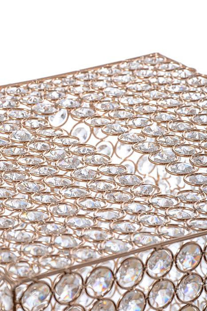 12" Square Crystal Bead Card/money Box Gold