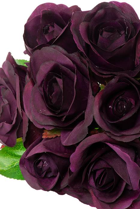 9&quot; Silk Rose Bouquet Eggplant
