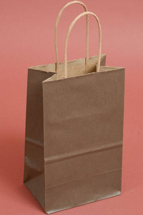 5.5" X 3.5" X 8.5" Rose Kraft Shopping Bag Chocolate Pkg/10