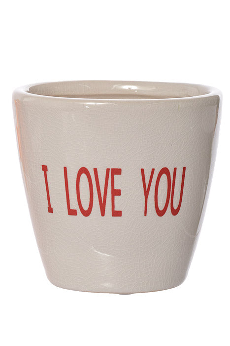4" I Love You Ceramic Vase White/Red