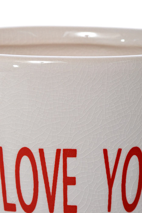 4" I Love You Ceramic Vase White/Red