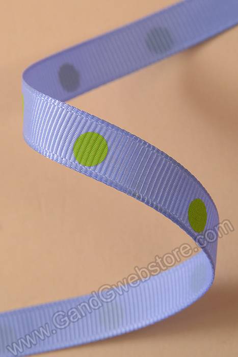 3/8" X 17yds Grosgrain Polka-dot Ribbon Iris/apple Green