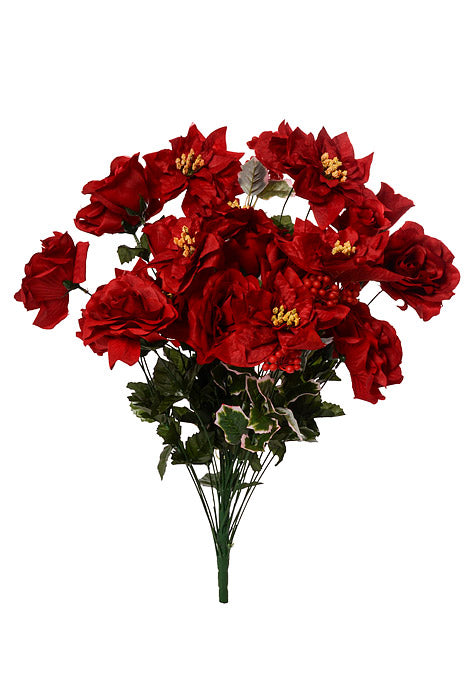 28" Rose/Rose Bud/Poinsettia Red