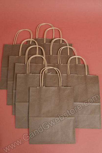 8" X 5" X 10" Rose Kraft Shopping Bag Chocolate Pkg/10