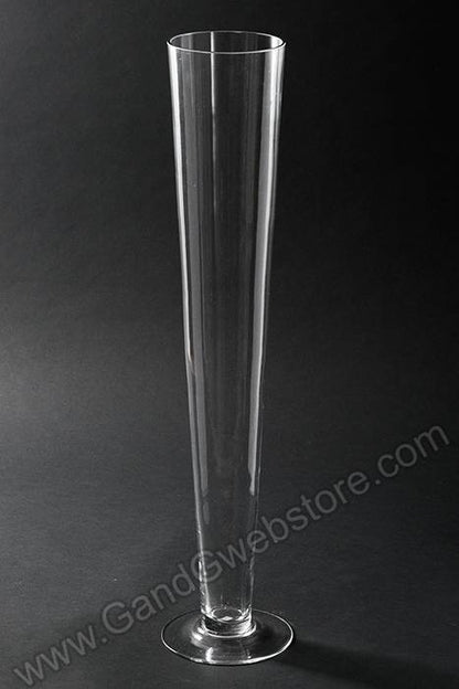5" X 4.25" X 23.5" Fluted Glass Vase Clear