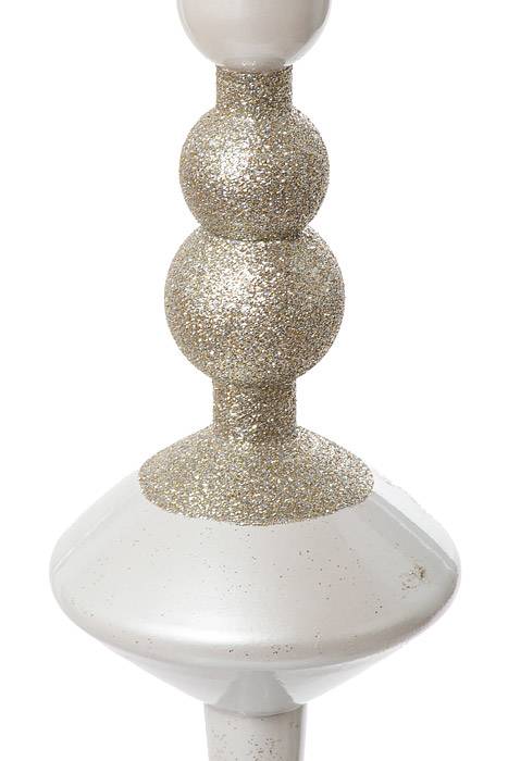 24" Metallic Finish Finial Ornament White/silver