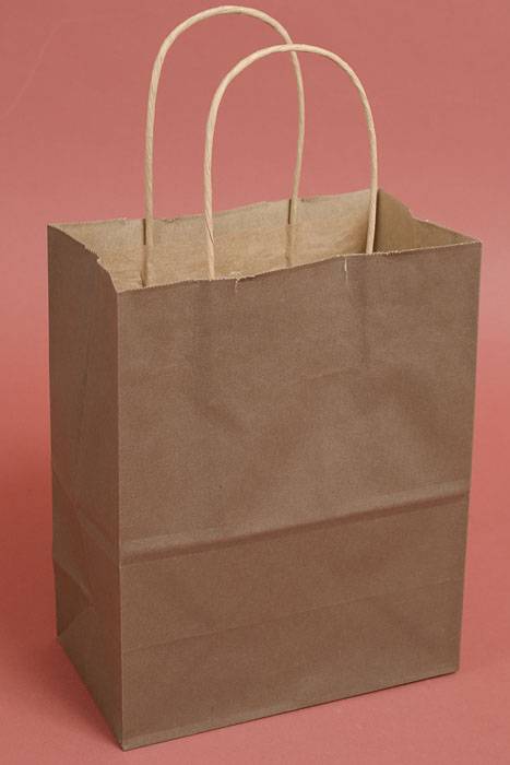 8" X 5" X 10" Rose Kraft Shopping Bag Chocolate Pkg/10