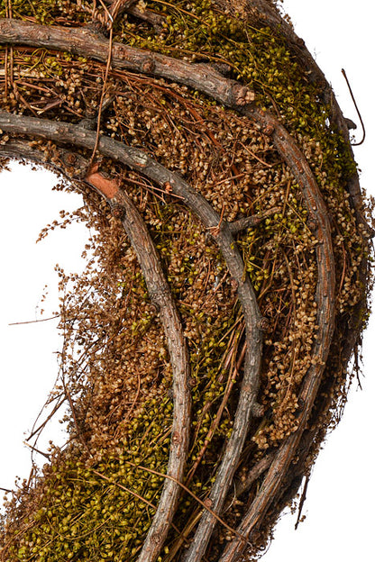 13" Twig/Moss Heart Ornament Brown/Green