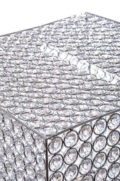 12" Square Crystal Bead Card/money Box Silver