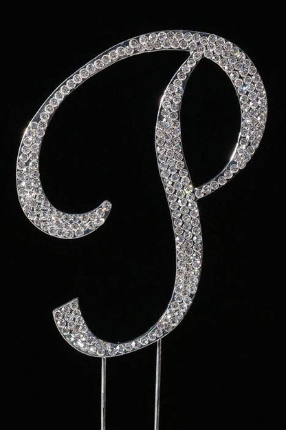 4.75" Rhinestone Letter "p" Cake Topper Silver